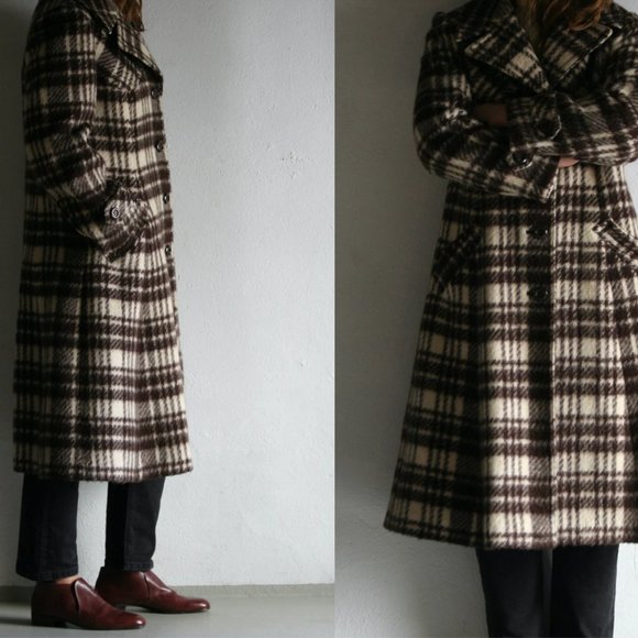 70s Brown Check Mohair Coat | Wool | Women - Picture 3 of 7